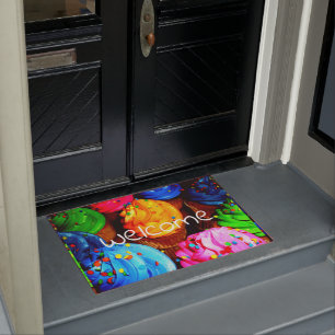vibrant cupcakes doormat
