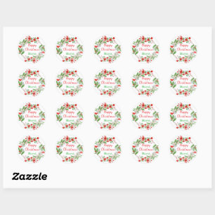 Vibrant Custom Merry Christmas Holiday Design Classic Round Sticker