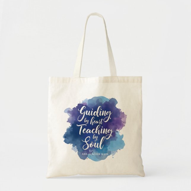 Vibrant Custom Watercolor Teacher Appreciation Tote Bag (Front)