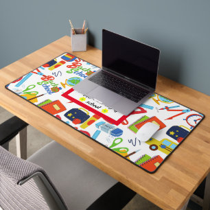 Vibrant Customisable Back to School Pattern Desk Mat