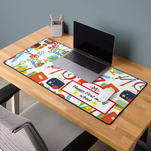 Vibrant Customisable Back to School Pattern Desk Mat