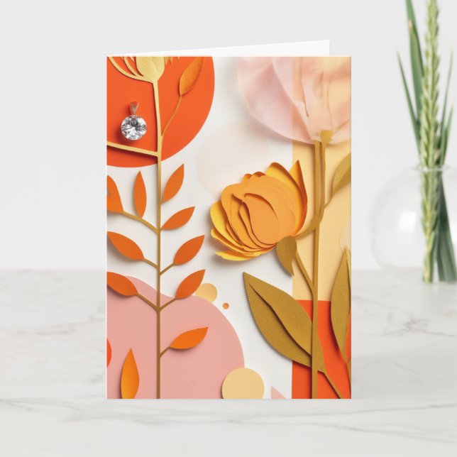 Vibrant Cut-Paper Garden Bloom Card (Front)