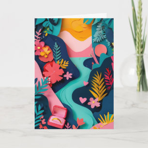 Vibrant Cut-Paper Love Nest Card