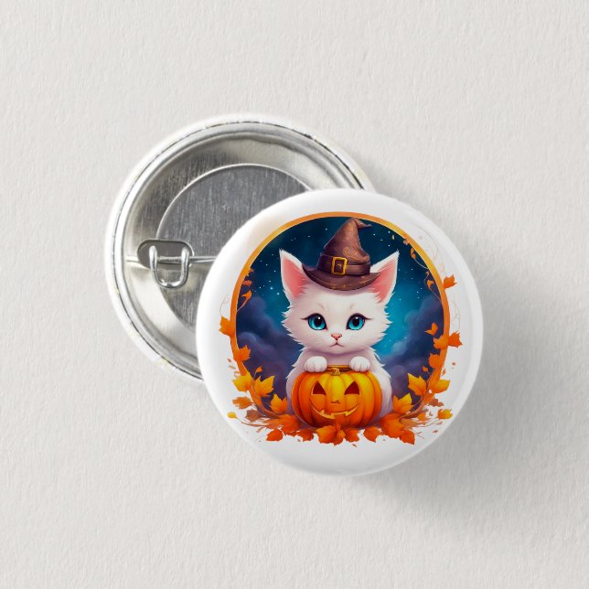 Vibrant cute kitten halloween 3 cm round badge (Front & Back)