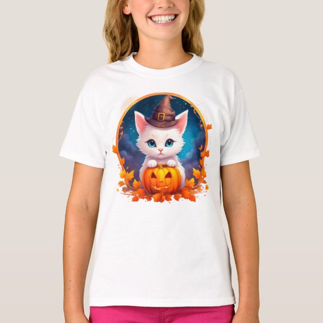 Vibrant cute kitten halloween T-Shirt (Front)