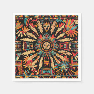 Vibrant Cyan "Aztec Dream" Cocktail Paper Napkins