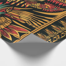 Vibrant Cyan "Aztec Dream" Matte Wrapping Paper