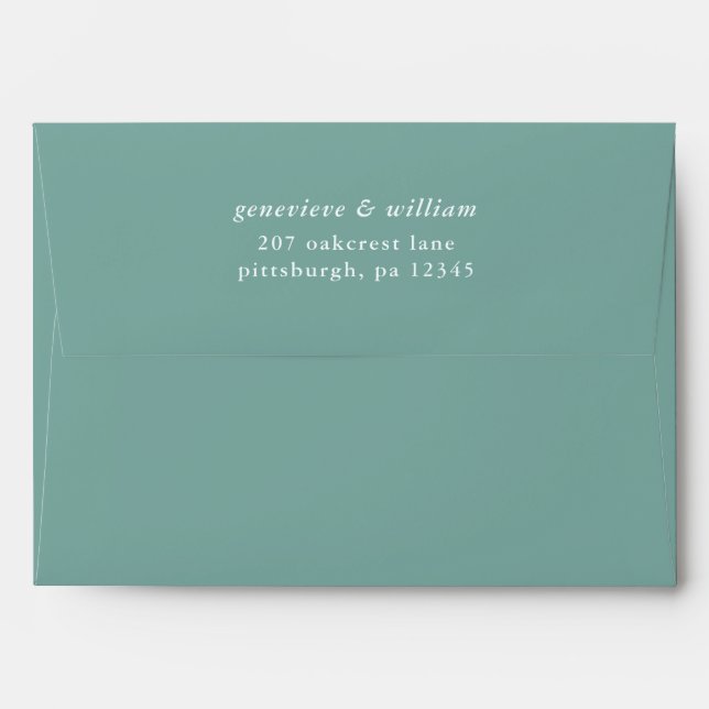 Vibrant Cyan Green Return Address Wedding Envelope (Back (Top Flap))