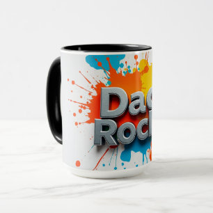 Vibrant Dad Rocks Splash Coffee Mug Customisable