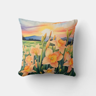 Vibrant Daffodil Meadow Cushion
