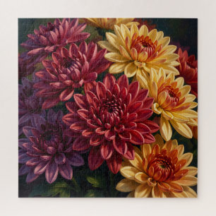 Vibrant Dahlia Floral Bouquet  Jigsaw Puzzle