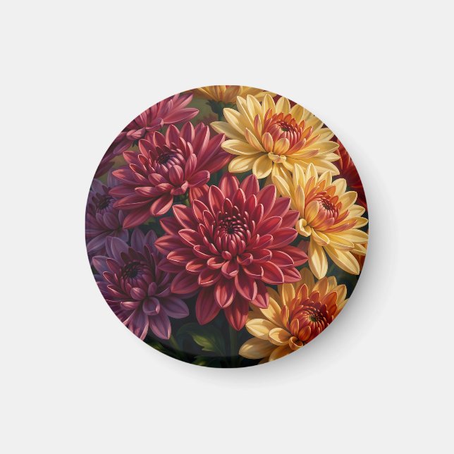 Vibrant Dahlia Floral Bouquet  Magnet (Front)