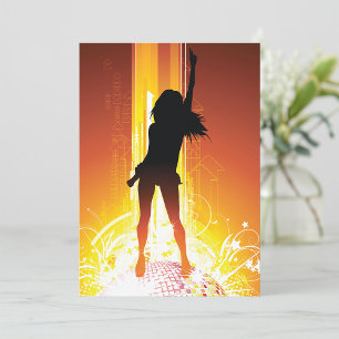 Vibrant Dance Floor Silhouette Pop Art Invitation