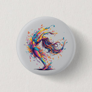 Vibrant Dance Flow Abstract Female Art 3 Cm Round Badge