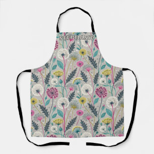 Vibrant Dandelion and Foliage Seamless Pattern Apron