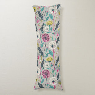 Vibrant Dandelion and Foliage Seamless Pattern Body Cushion