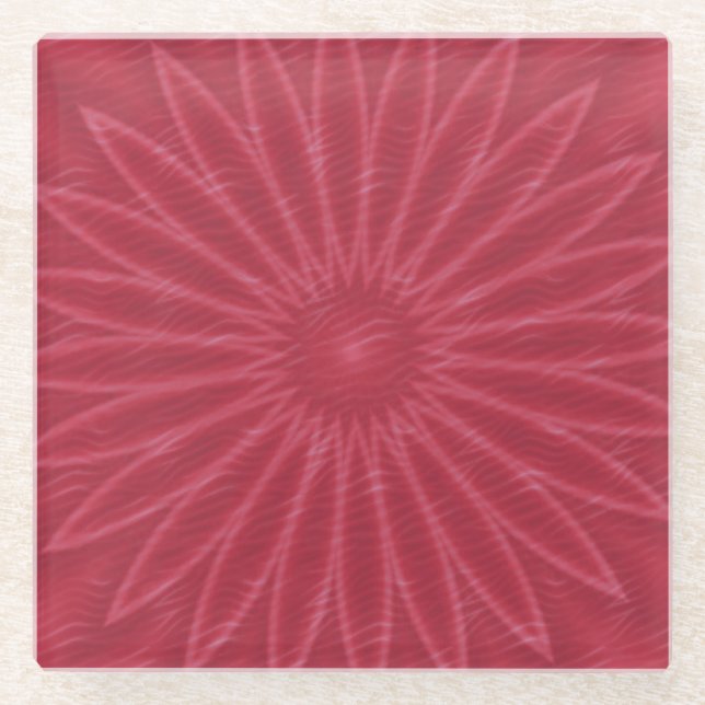 Vibrant Dark Pink Flower Print Glass Coaster (Front)