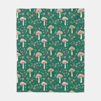Vibrant Deep Emerald Fungi Cozy Dark Green Fleece Blanket