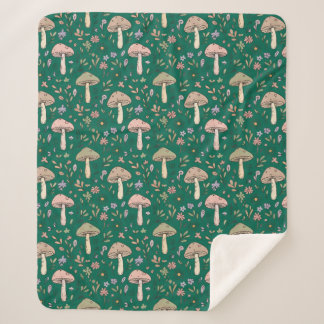 Vibrant Deep Emerald Fungi | Jewel Tone Luxury Sherpa Blanket