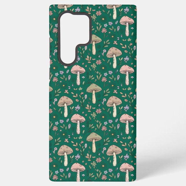 Vibrant Deep Emerald Fungi Seamless Sophisticated Samsung Galaxy S22 Ultra Case (Back)