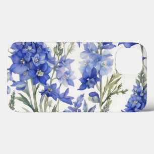 Vibrant Delphinium Watercolor Pattern in Bold Blue iPhone 13 Case