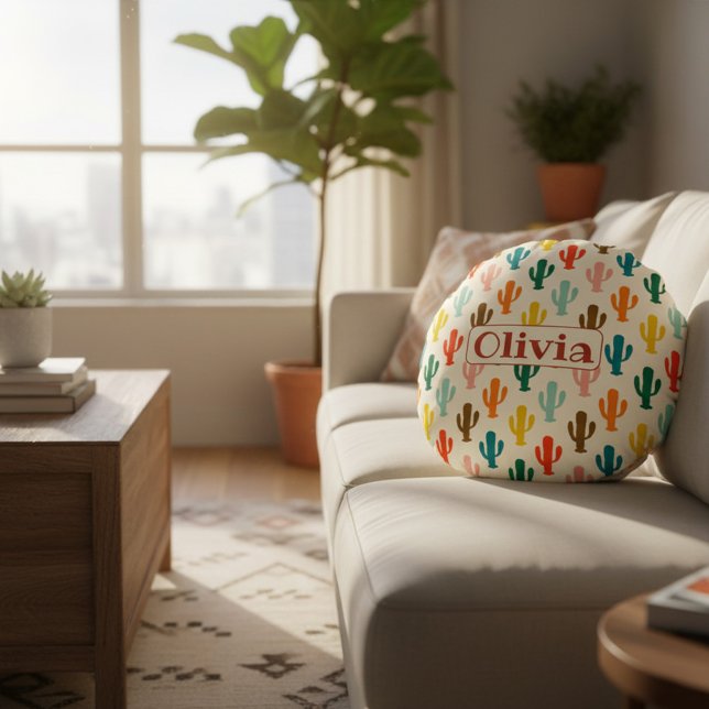 Vibrant Desert Botanical  Round Cushion (Creator Uploaded)