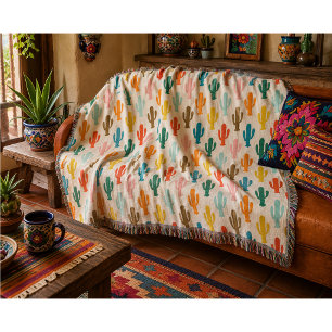 Vibrant Desert Botanical Throw Blanket
