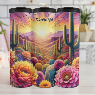 Vibrant Desert Sunset Bloom Thermal Tumbler