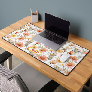 Vibrant Desert Wildflowers Customised Name floral Desk Mat
