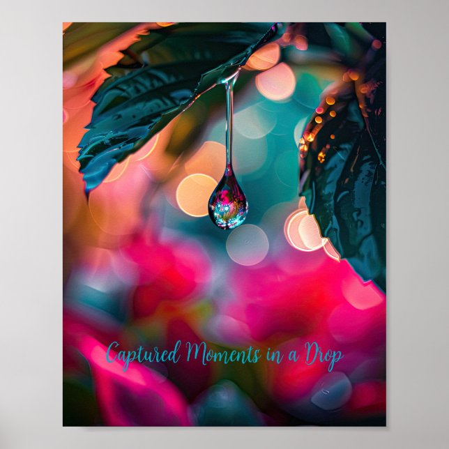 Vibrant Dewdrop: Nature's Reflections in Colour Poster (Front)