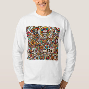 Vibrant Día de los Muertos Celebration T-Shirt