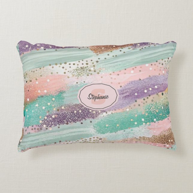 Vibrant Diagonal Brushstroke Pattern (2) Decorative Cushion (Front)