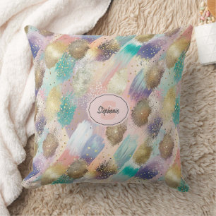 Vibrant Diagonal Brushstroke Pattern Cushion
