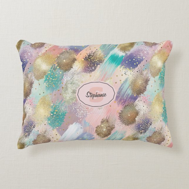 Vibrant Diagonal Brushstroke Pattern Decorative Cushion (Front)