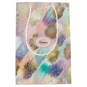 Vibrant Diagonal Brushstroke Pattern Medium Gift Bag
