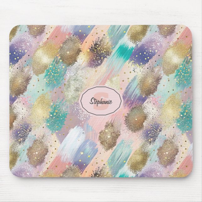 Vibrant Diagonal Brushstroke Pattern Mouse Pad (Front)
