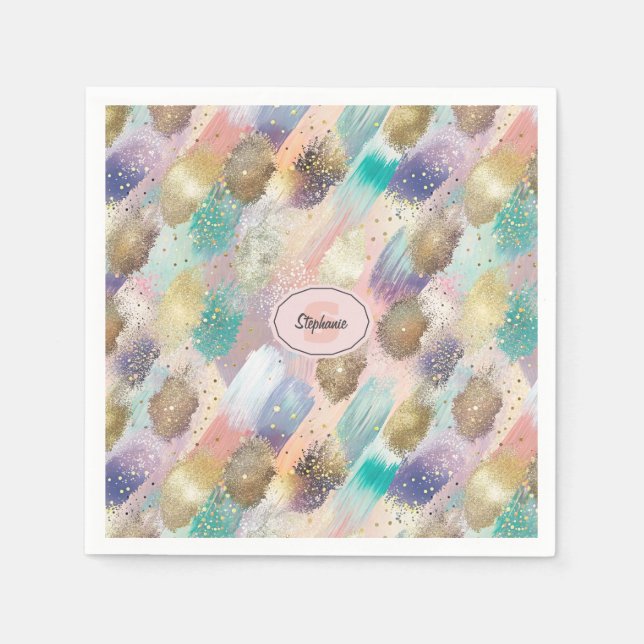 Vibrant Diagonal Brushstroke Pattern Napkin (Front)