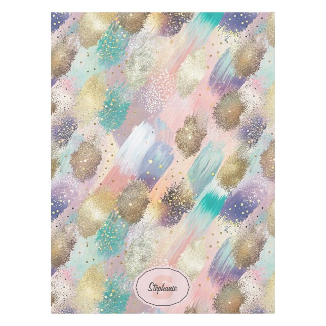 Vibrant Diagonal Brushstroke Pattern Tablecloth (Front)