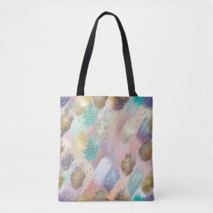 Vibrant Diagonal Brushstroke Pattern Tote Bag