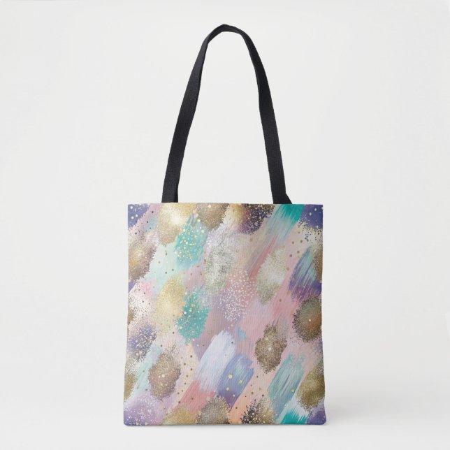 Vibrant Diagonal Brushstroke Pattern Tote Bag (Front)