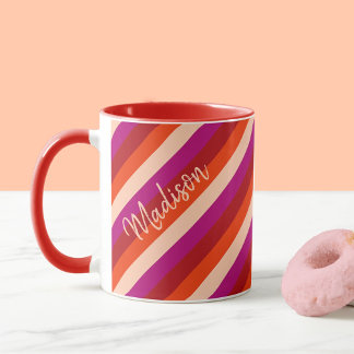 Vibrant diagonal summer stripes mug