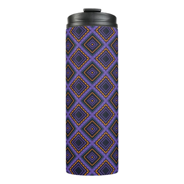 Vibrant Diamond Pattern on Dark Background Thermal Tumbler (Front)