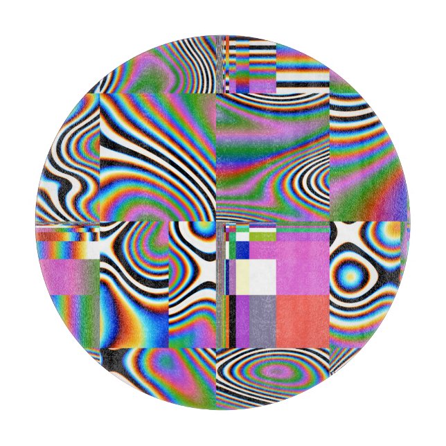 Vibrant Digital Abstract Geometric Background Cutting Board (Front)