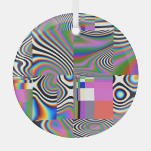 Vibrant Digital Abstract Geometric Background Glass Tree Decoration