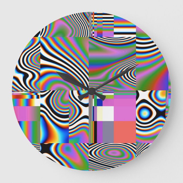 Vibrant Digital Abstract Geometric Background Large Clock (Front)