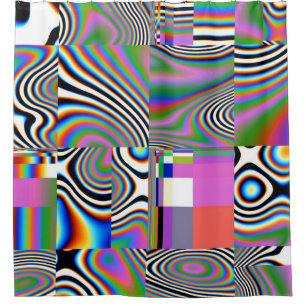 Vibrant Digital Abstract Geometric Background Shower Curtain