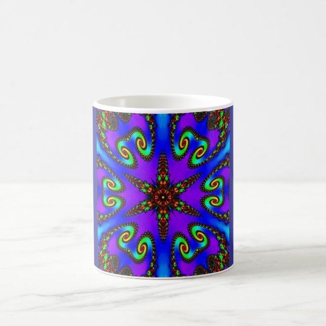 Vibrant digital-kaleidoskope art coffee mug (Center)