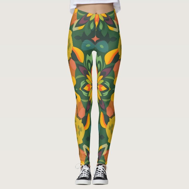 Vibrant Digital Print Leggings - Organic & Symmetr (Front)