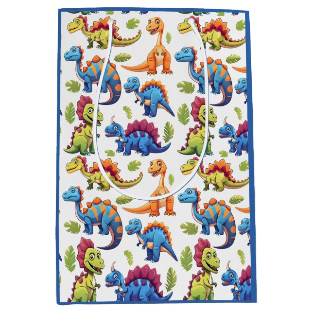 Vibrant Dinosaur-Themed Party Dino-Mite  Medium Gift Bag (Front)
