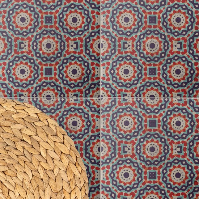 Vibrant Distressed Ottoman Geometric Motifs Tile (Creator Uploaded)